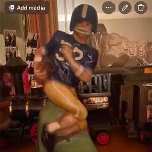 Vintage Football Player Decanter in Blue and Yellow